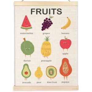 Fruits Learning Poster Kids Wall Art Boho Classroom Decor 16x12 NEW